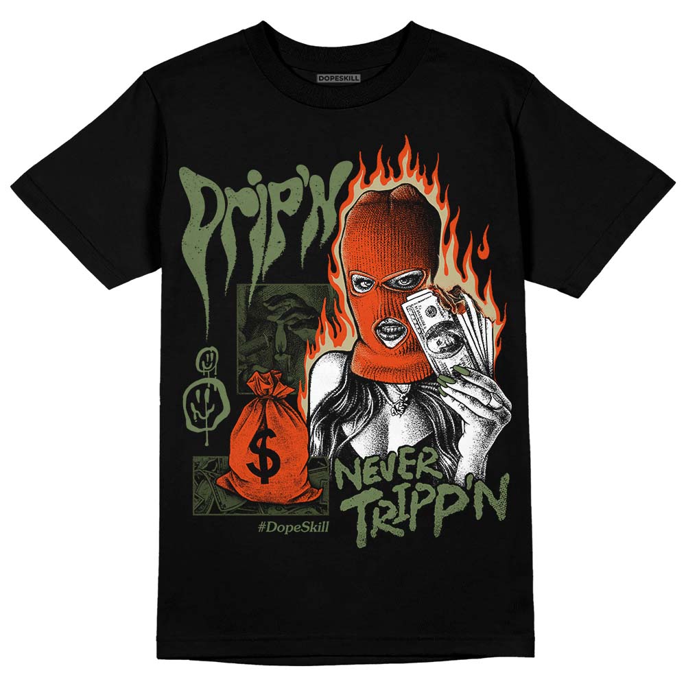 Olive Sneakers DopeSkill T-Shirt Drip'n Never Tripp'n Graphic Streetwear - Black