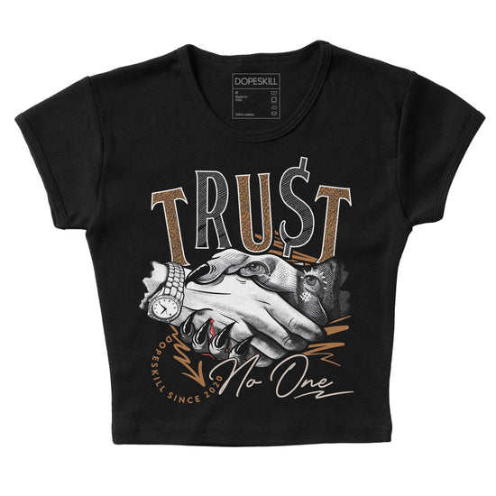 Jordan 3 Retro Palomino DopeSkill Women's Crop Top Trust No One Graphic Streetwear - Black