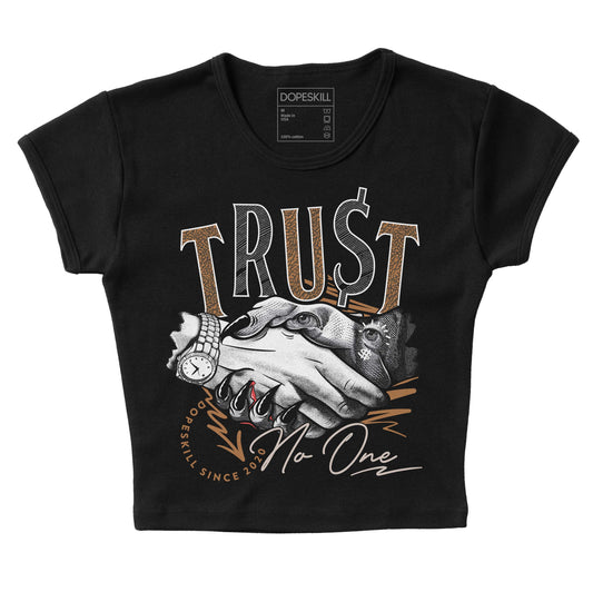 Jordan 3 Retro Palomino DopeSkill Women's Crop Top Trust No One Graphic Streetwear - Black