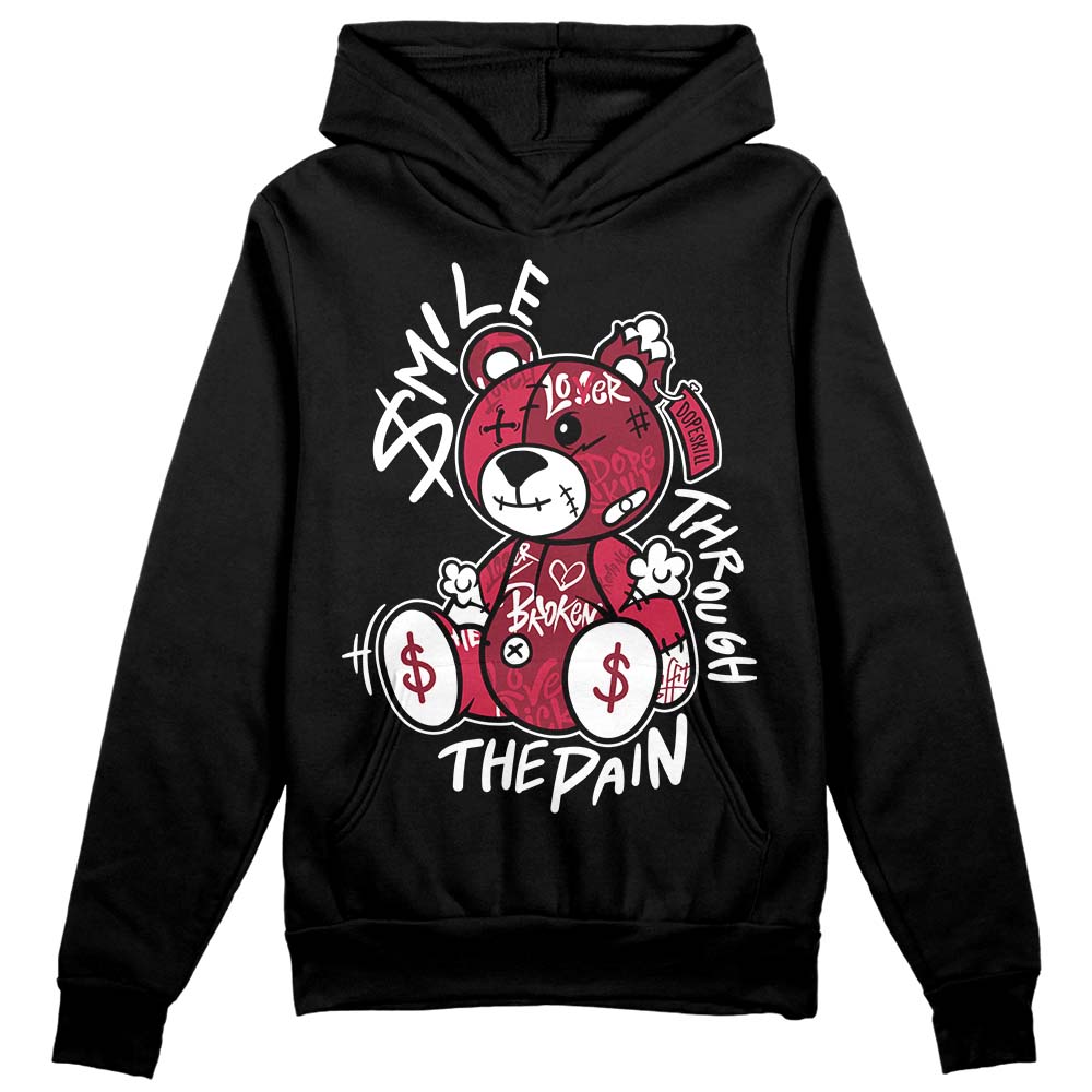 Jordan 1 Retro High '85 OG Metallic Burgundy DopeSkill Hoodie Sweatshirt Smile Through The Pain Graphic Streetwear - Black