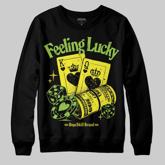 Neon Green Sneakers DopeSkill Sweatshirt Feeling Lucky Graphic Streetwear - Black