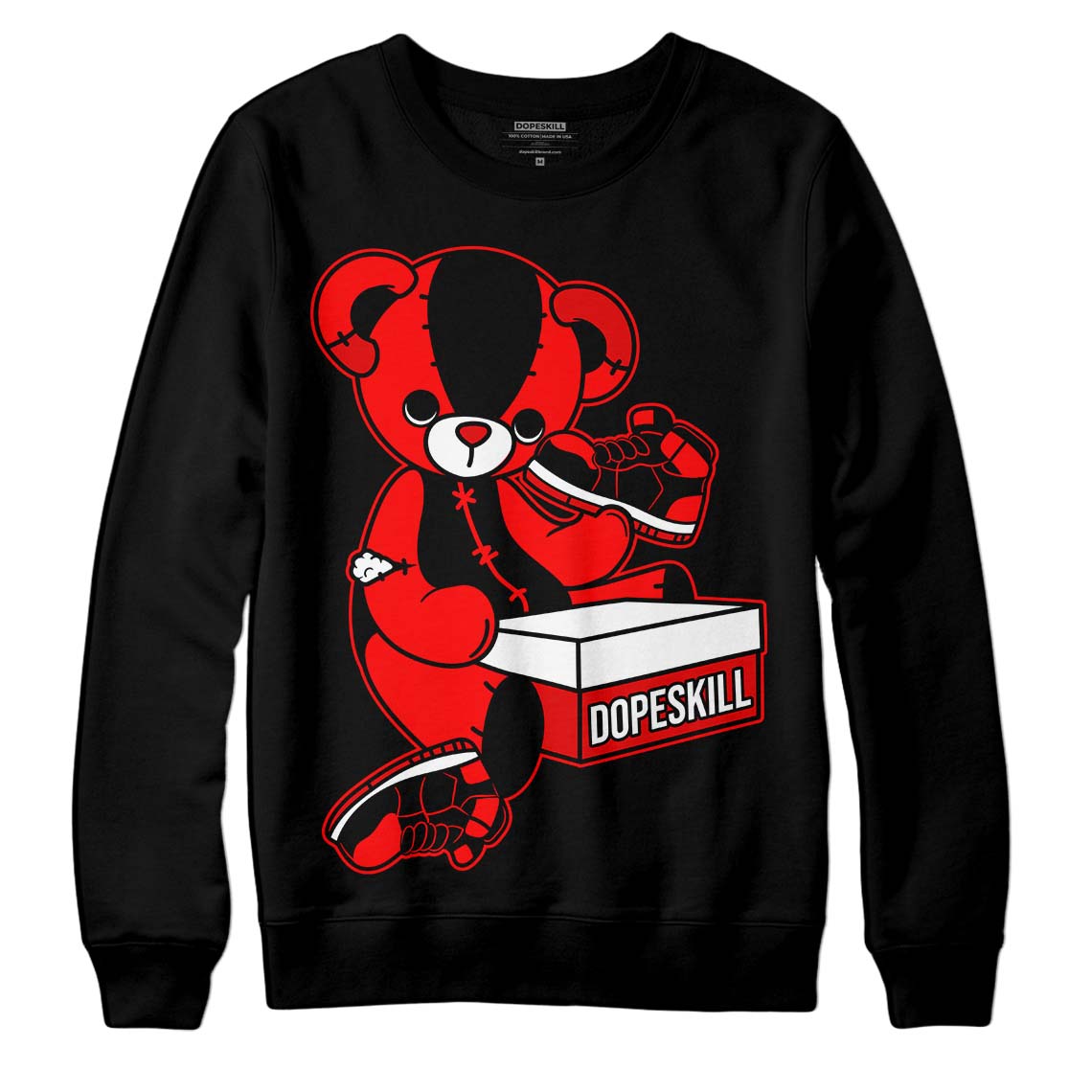 Jordan 1 Retro High OG "Satin Bred" DopeSkill Sweatshirt Sneakerhead BEAR Graphic Streetwear - Black