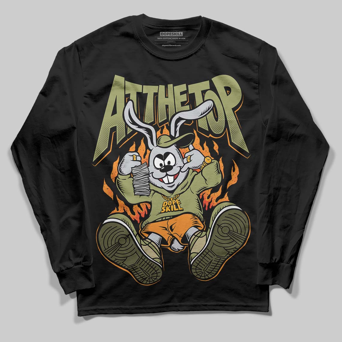 Olive Sneakers DopeSkill Long Sleeve T-Shirt At The Top Graphic Streetwear - Black