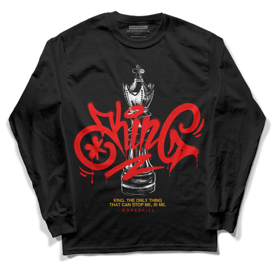 Red Sneakers DopeSkill Long Sleeve T-Shirt King Chess Graphic Streetwear - Black