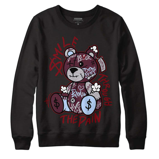 Jordan 5 Retro Burgundy (2023) DopeSkill Sweatshirt Smile Through The Pain Graphic Streetwear - Black