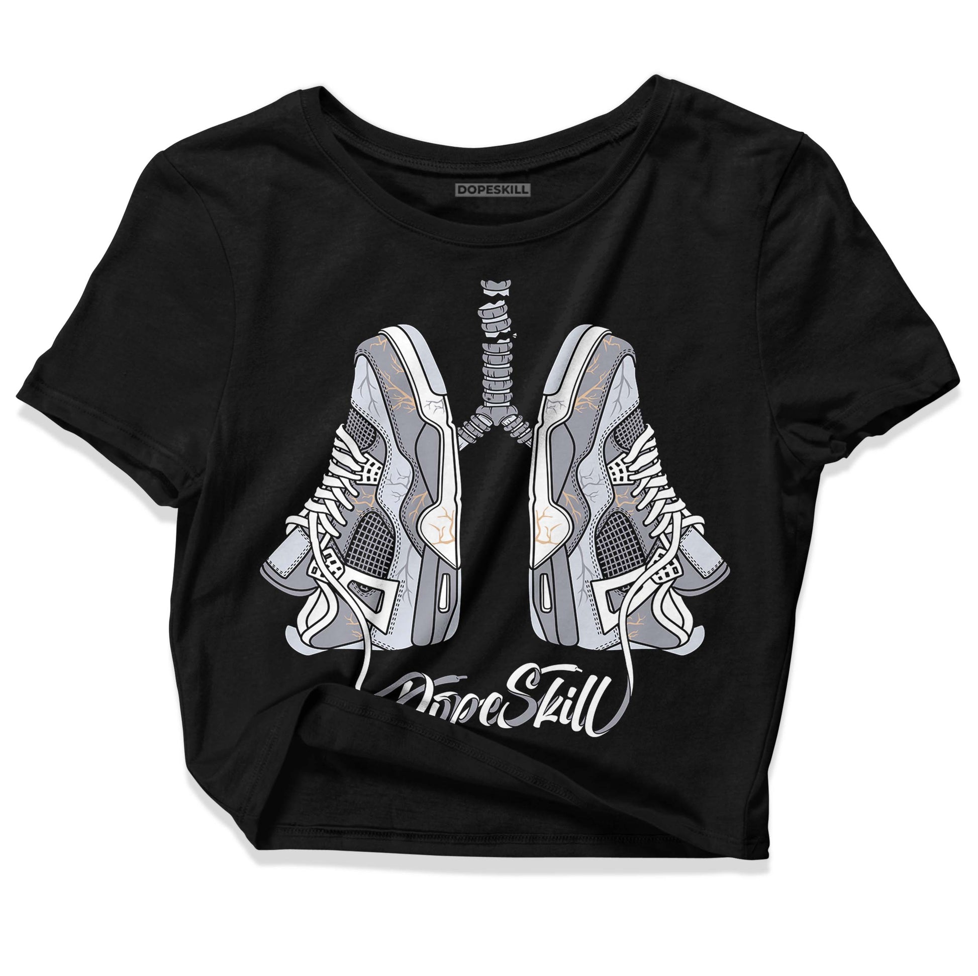 Jordan 4 Retro Frozen Moments DopeSkill Women's Crop Top Breathe Graphic Streetwear - Black 