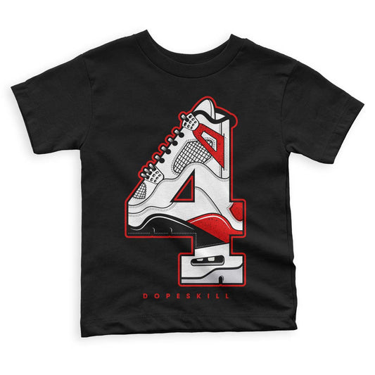 Jordan 4 Retro Red Cement DopeSkill Toddler Kids T-shirt No.4 Graphic Streetwear - Black