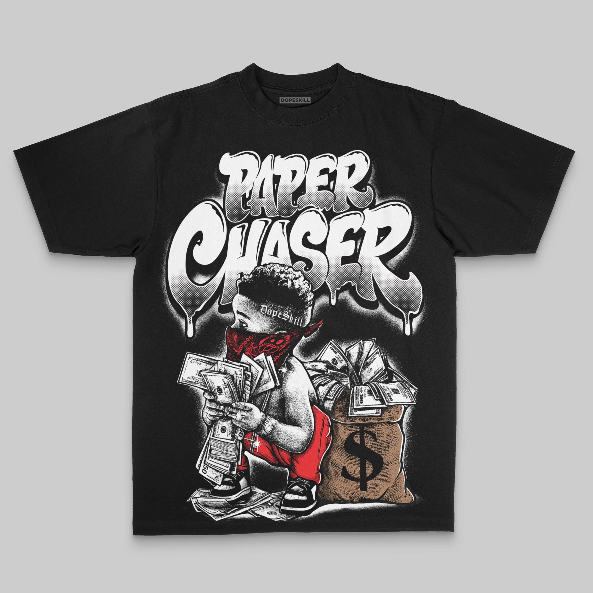 Paper Chaser Boy Oversize Print DopeSkill T-shirt Streetwear - Black