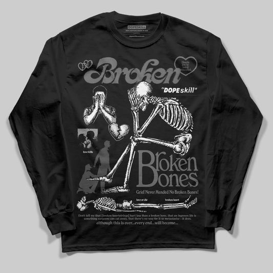 Jordan 4 “Black Cat” (2025) DopeSkill Long Sleeve T-Shirt Broken Bones Graphic Streetwear - Black