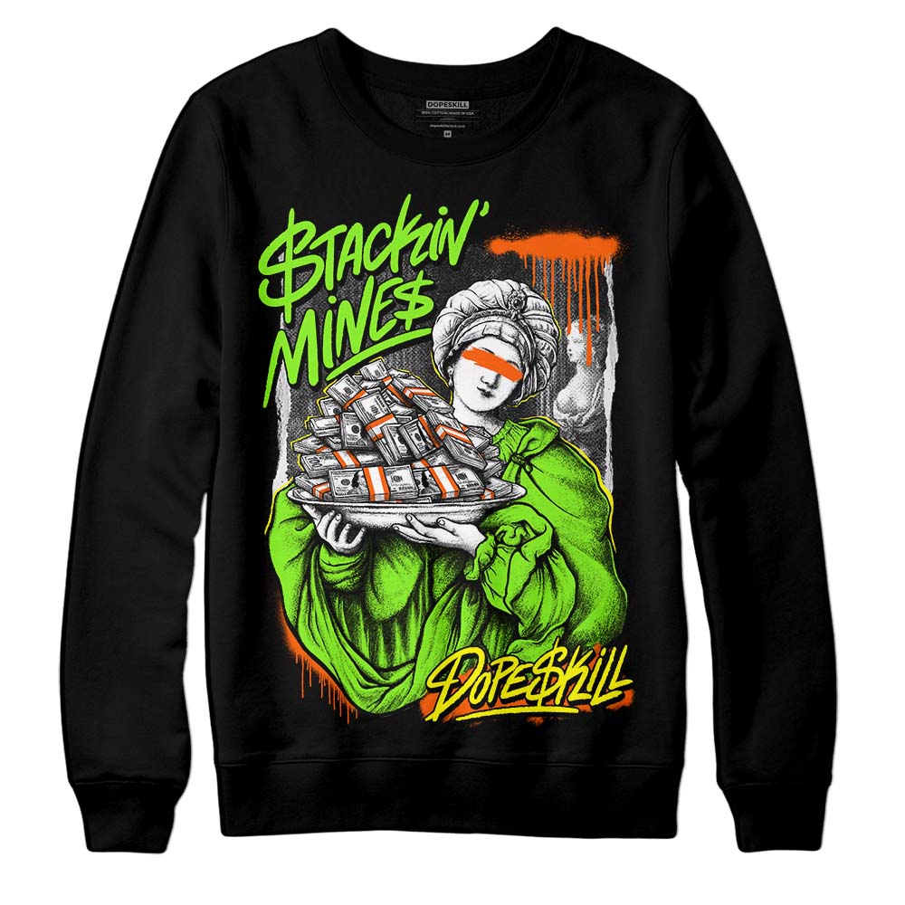 Neon Green Sneakers DopeSkill Sweatshirt Stackin Mines Graphic Streetwear - Black