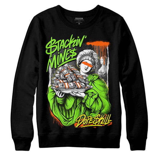 Neon Green Sneakers DopeSkill Sweatshirt Stackin Mines Graphic Streetwear - Black