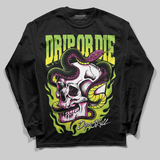 Neon Green Sneakers DopeSkill Long Sleeve T-Shirt Drip or Die Graphic Streetwear - Black