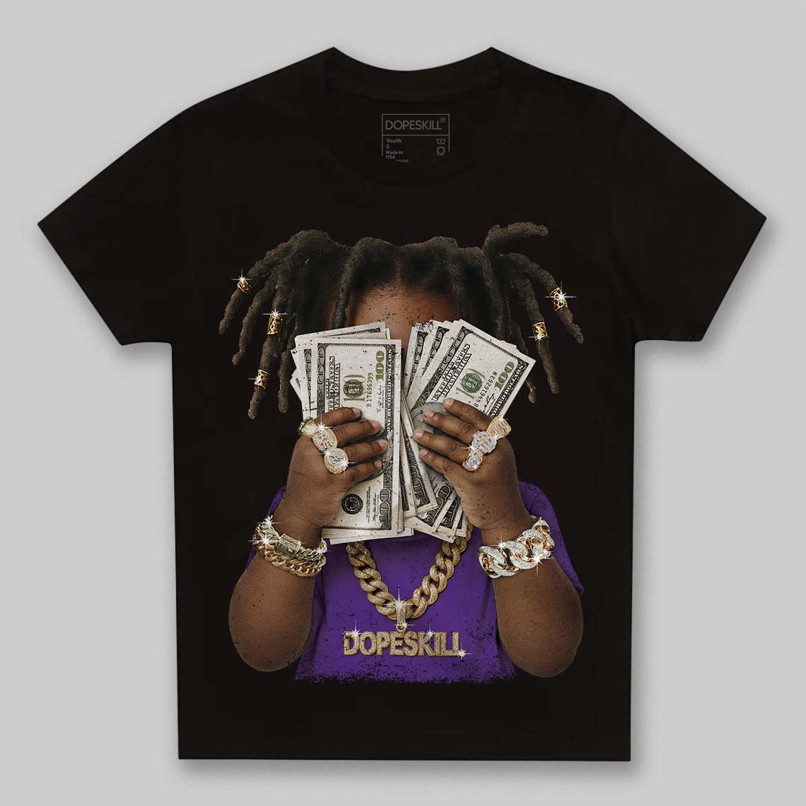 PURPLE Sneakers DopeSkill Toddler Kids T-shirt Rich Youth Graphic Streetwear  - Black