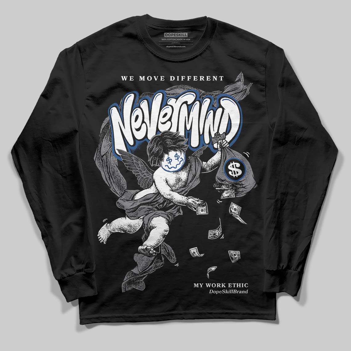 Jordan 9 Retro 'Flint Grey' 2026 DopeSkill Long Sleeve T-Shirt Nevermind Graphic Streetwear - Black