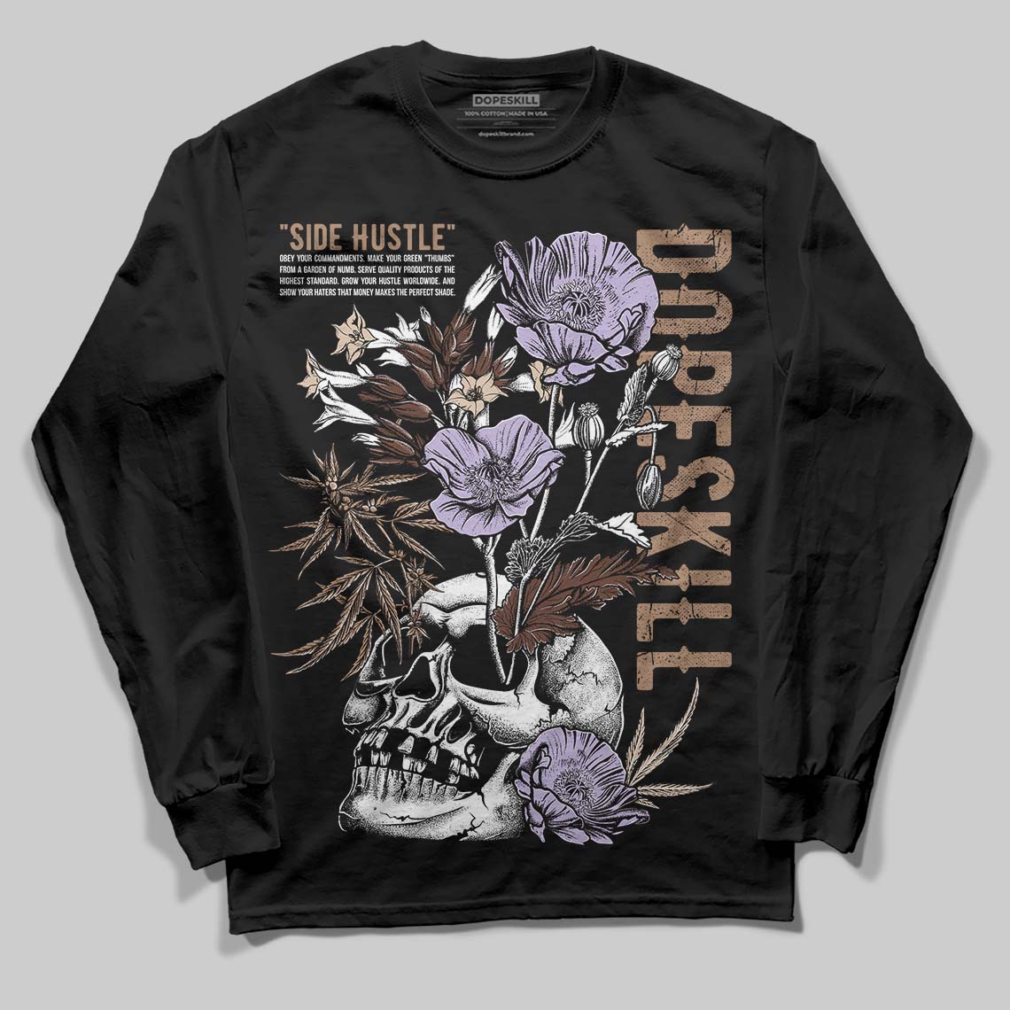Harris Tweed x Wmns Dunk Low 'Sesame' DopeSkill Long Sleeve T-Shirt Side Hustle Graphic Streetwear - Black