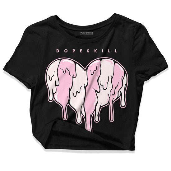 Dunk Low LX Pink Foam DopeSkill Women's Crop Top Slime Drip Heart Graphic Streetwear - Black