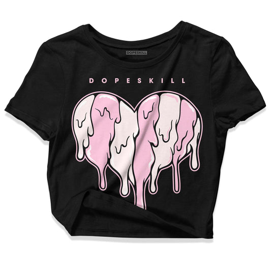 Dunk Low LX Pink Foam DopeSkill Women's Crop Top Slime Drip Heart Graphic Streetwear - Black