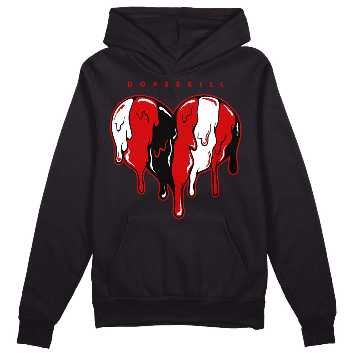 Jordan 1 Retro Low "Black Toe" DopeSkill Hoodie Sweatshirt Slime Drip Heart Graphic Streetwear - Black