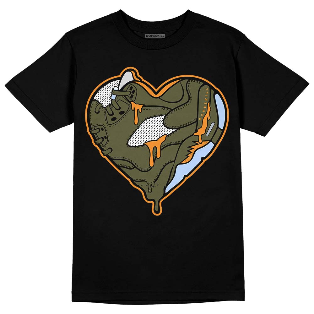 Jordan 5 "Olive" DopeSkill T-Shirt Heart Jordan 5 Graphic Streetwear - Black