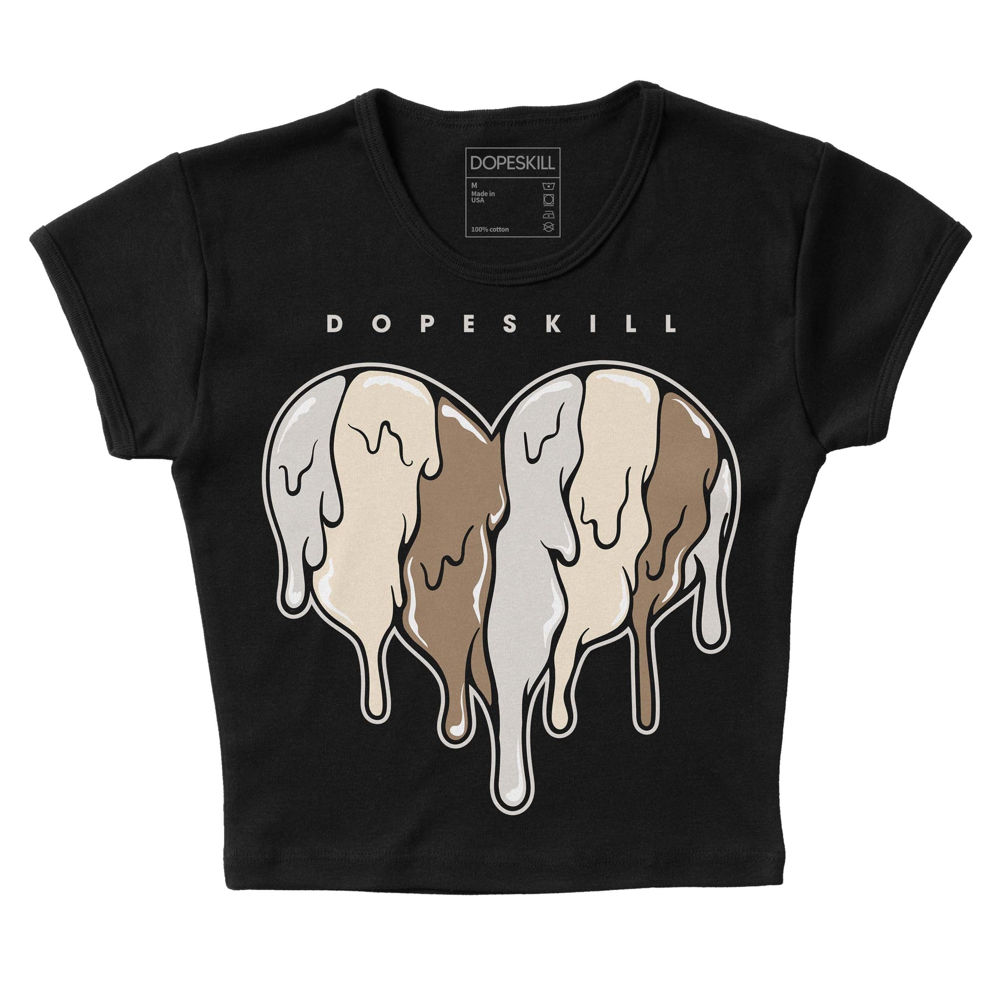 Jordan 5 SE “Sail” DopeSkill Women's Crop Top Slime Drip Heart Graphic Streetwear - Black