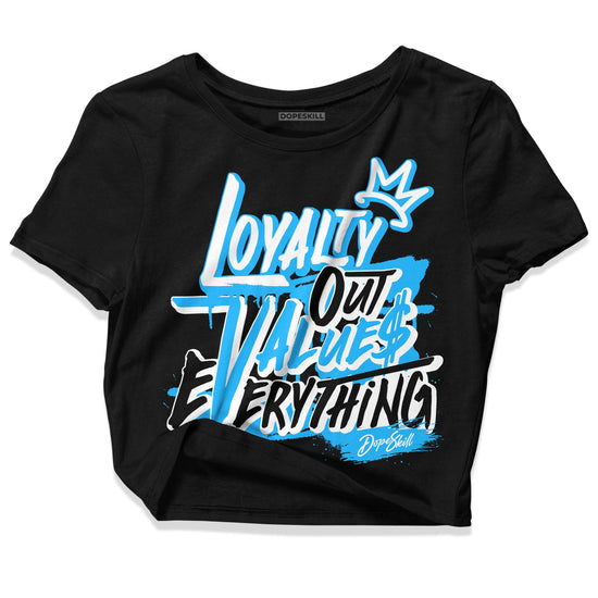 Jordan 1 High Retro OG “University Blue” DopeSkill Women's Crop Top LOVE Graphic Streetwear - Black