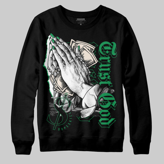 Jordan 2 Retro Lucky Green DopeSkill Sweatshirt Trust God Graphic Streetwear - Black