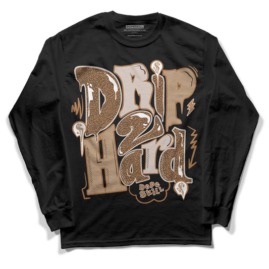 Jordan 3 Retro Palomino DopeSkill Long Sleeve T-Shirt Drip Too Hard Graphic Streetwear - Black