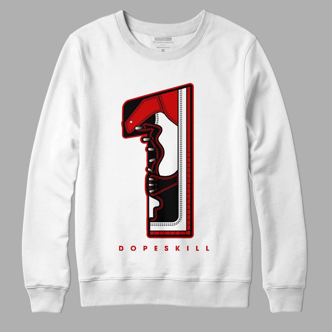 Jordan 1 Retro Low "Black Toe" DopeSkill Sweatshirt No.1 Graphic Streetwear - White