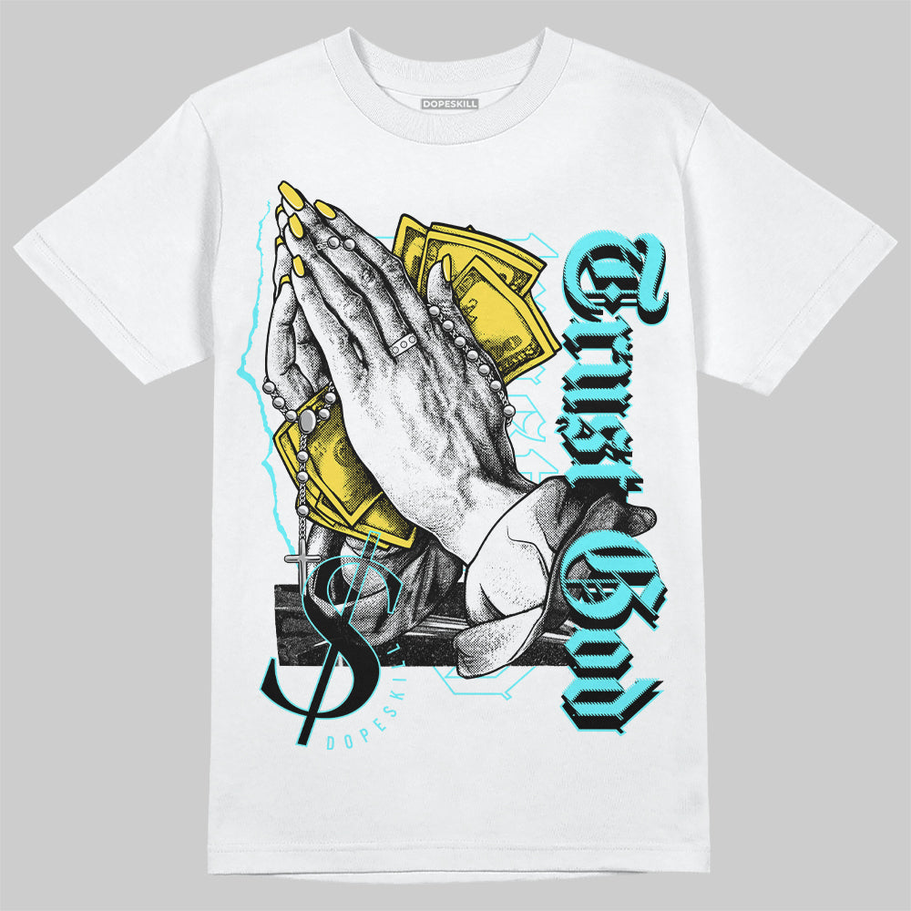 Jordan 5 Aqua DopeSkill T-Shirt Trust God Graphic Streetwear - White