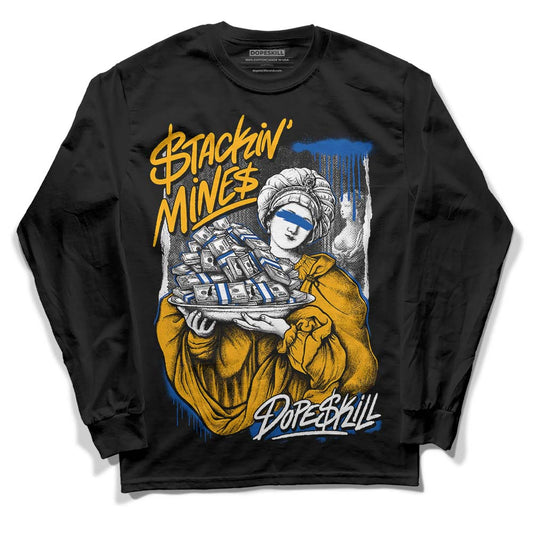 Dunk Blue Jay and University Gold DopeSkill Long Sleeve T-Shirt Stackin Mines Graphic Streetwear - Black