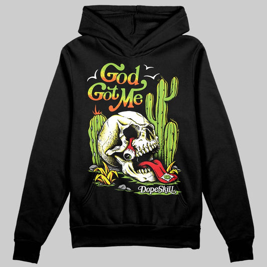 Neon Green Sneakers DopeSkill Hoodie Sweatshirt God Got Me Graphic Streetwear - Black