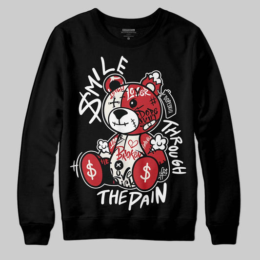 Jordan 4 “Flight Club” DopeSkill Sweatshirt Smile Through The Pain Graphic Streetwear - Black