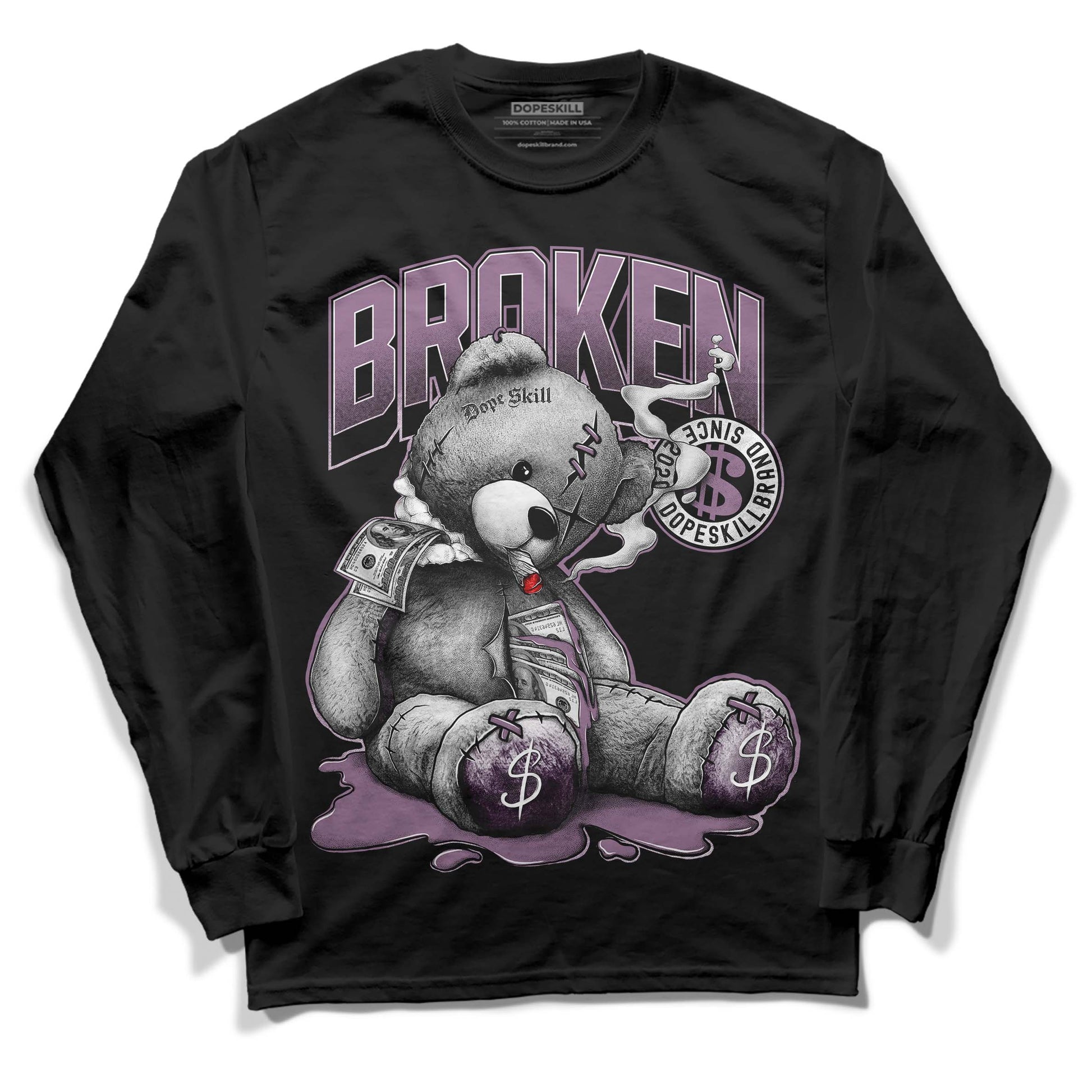 Jordan 2 “Mauve/Off-Noir” DopeSkill Long Sleeve T-Shirt Sick Bear Graphic Streetwear - Black