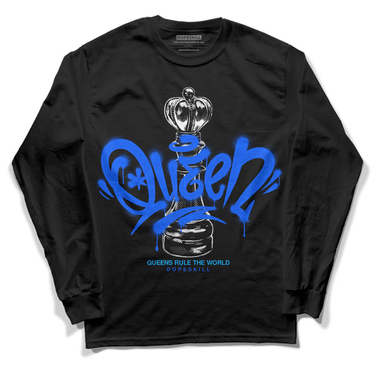 Royal Blue Sneakers DopeSkill Long Sleeve T-Shirt Queen Chess Graphic Streetwear - Black