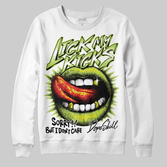 Jordan 13 Retro Bright Cactus DopeSkill Sweatshirt Lick My Kicks Graphic Streetwear - White 