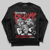 Jordan 5 Retro Fire Red Black Tongue (2025) DopeSkill Long Sleeve T-Shirt Distorted Realms Graphic Streetwear - Black