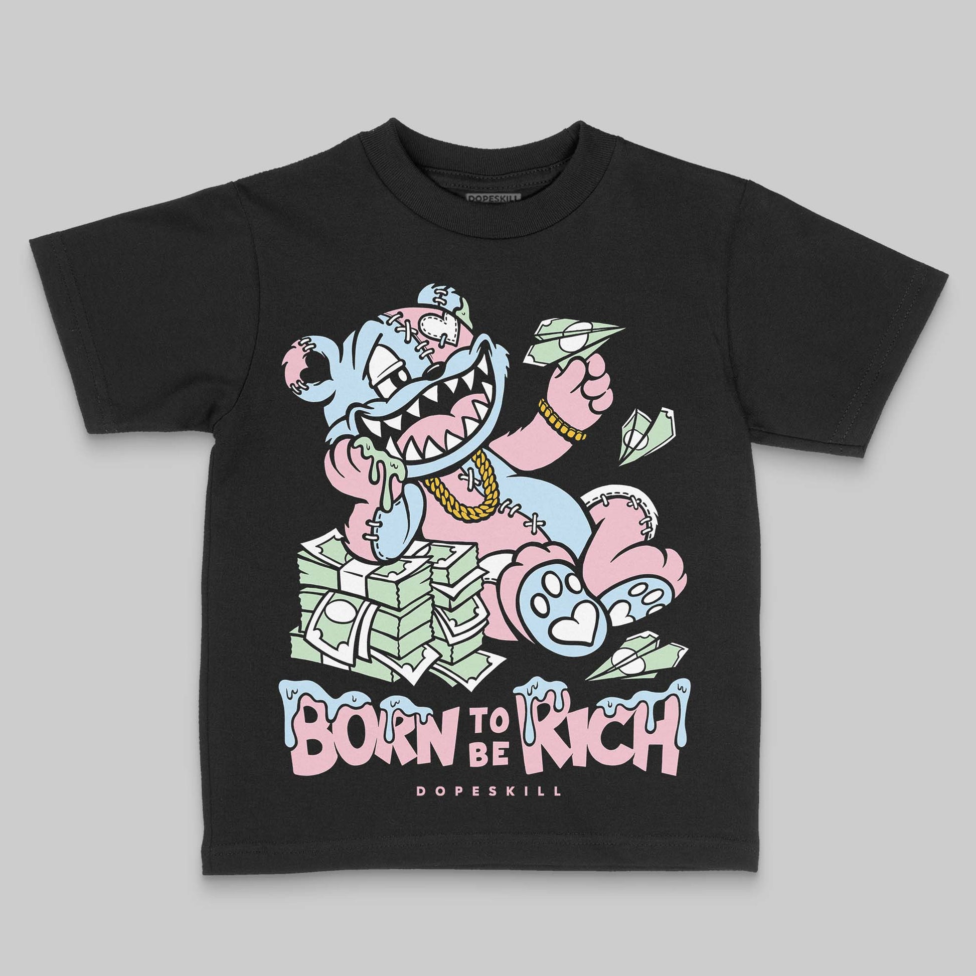 Jordan 4 Retro Valentine's Day (2026) (GS) DopeSkill Toddler Kids T-shirt Born To Be Rich Graphic Streetwear - black