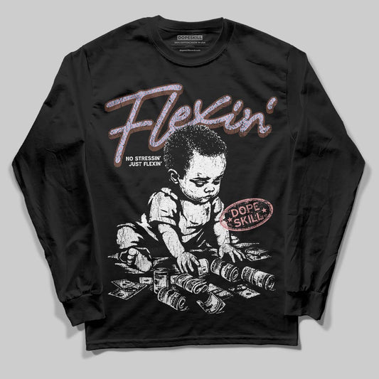 Harris Tweed x Dunk Low Denim Turquoise and Baroque Brown DopeSkill Long Sleeve T-Shirt Flexin' Graphic Streetwear - Black