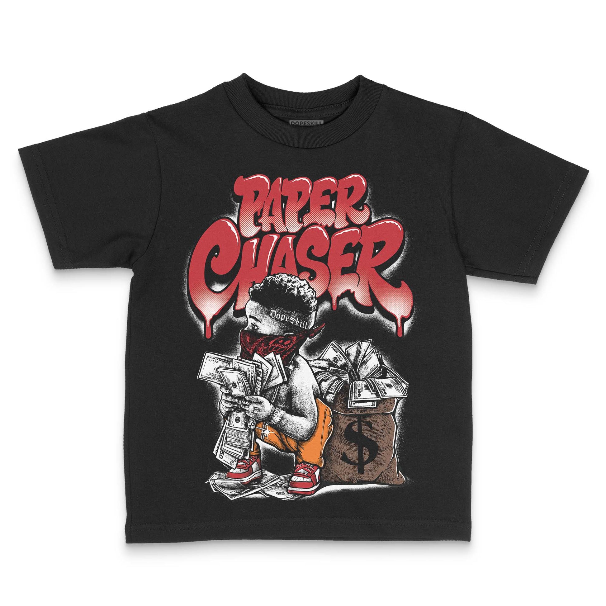 Jordan 1 Low OG "Chicago" DopeSkill Toddler Kids T-shirt Paper Chaser Boy Graphic Streetwear - Black