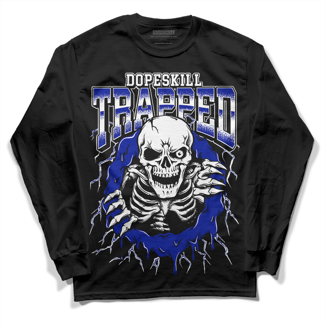 Dunk Low Racer Blue White DopeSkill Long Sleeve T-Shirt Trapped Halloween Graphic Streetwear - Black