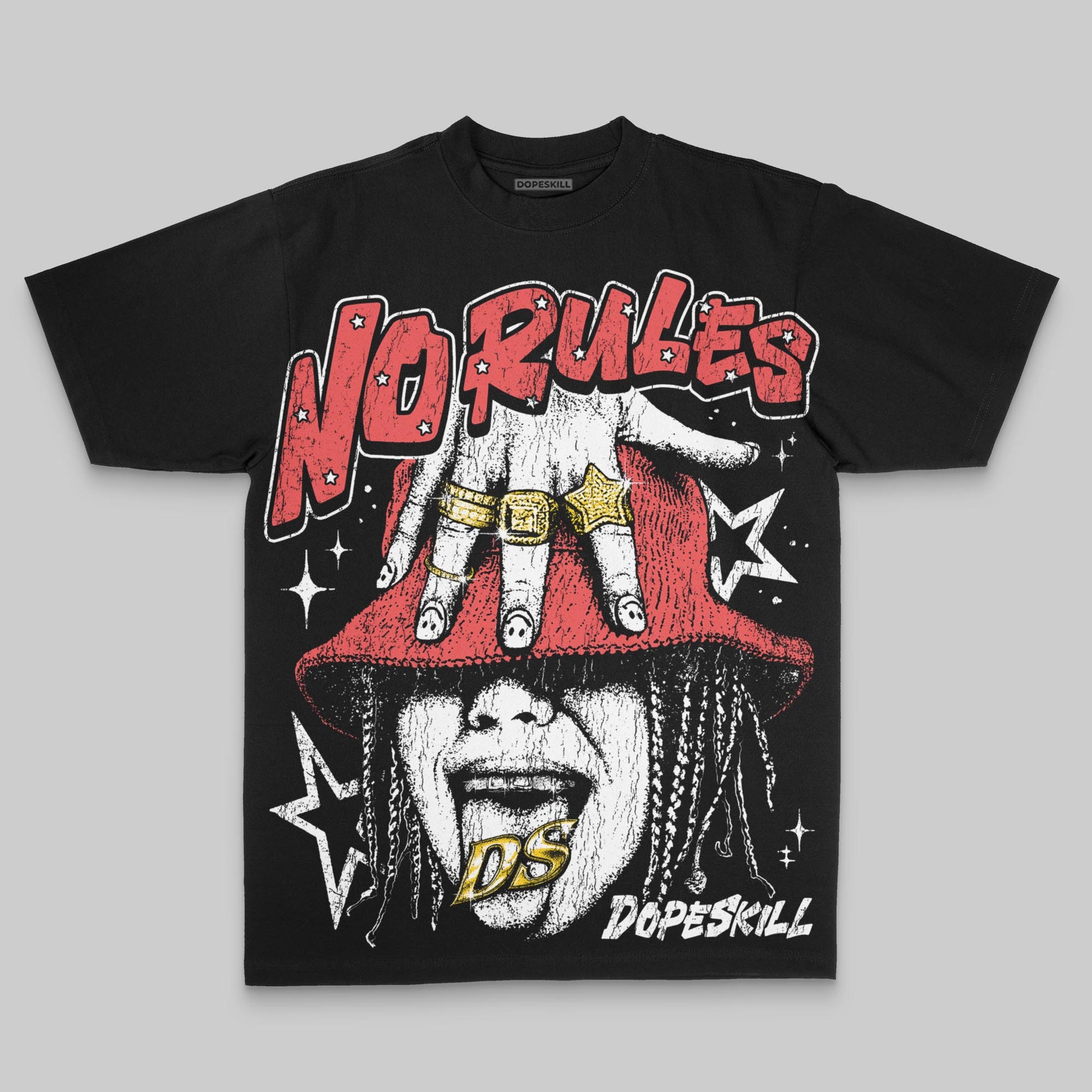 Black/White Oversize Print No Rules DopeSkill Graphic Premium T-shirt Streetwear - Black