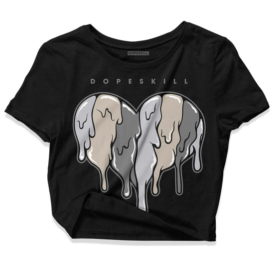 Grey Sneakers DopeSkill Women's Crop Top Slime Drip Heart Graphic Streetwear - Black