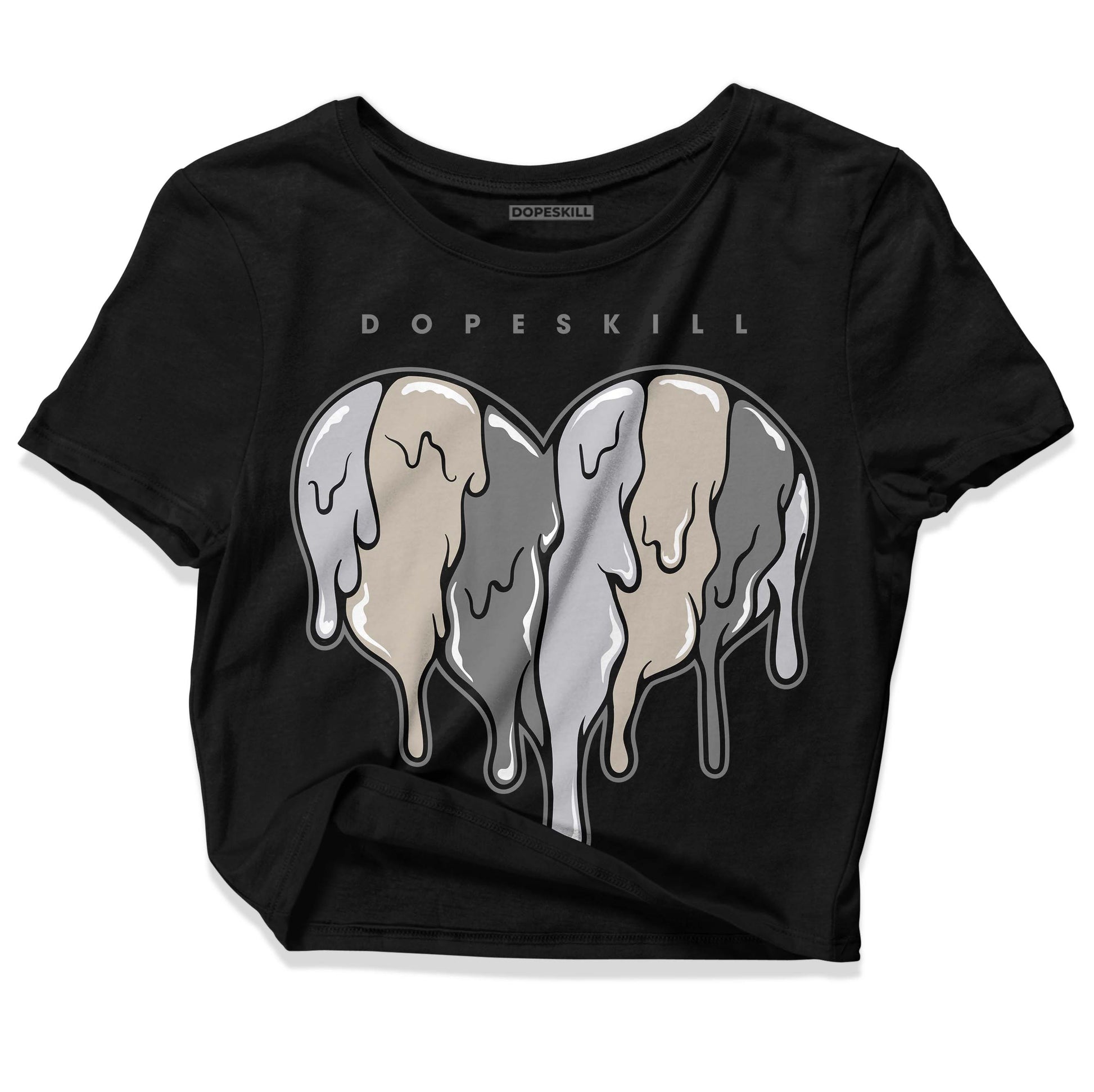 Grey Sneakers DopeSkill Women's Crop Top Slime Drip Heart Graphic Streetwear - Black