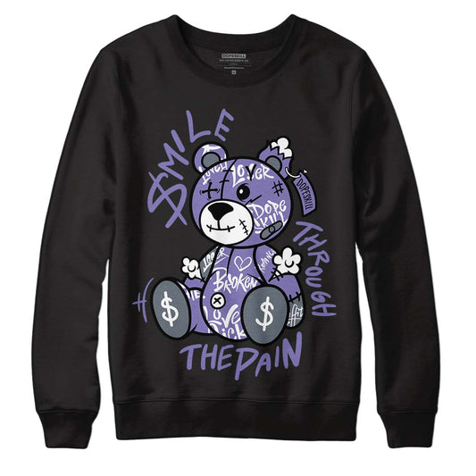 Jordan 5 Retro Low Indigo Haze DopeSkill Sweatshirt Smile Through The Pain Graphic Streetwear - Black