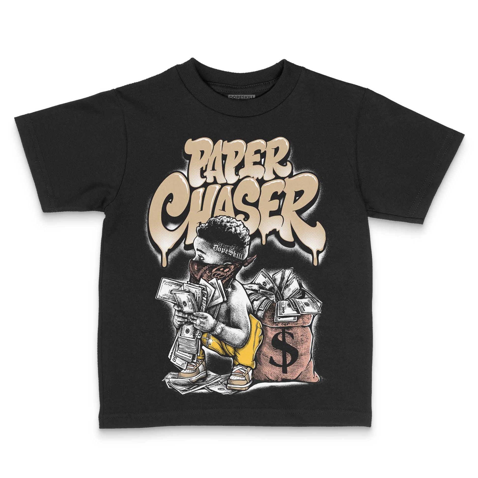 TAN Sneakers DopeSkill Toddler Kids T-shirt Paper Chaser Boy Graphic Streetwear - Black