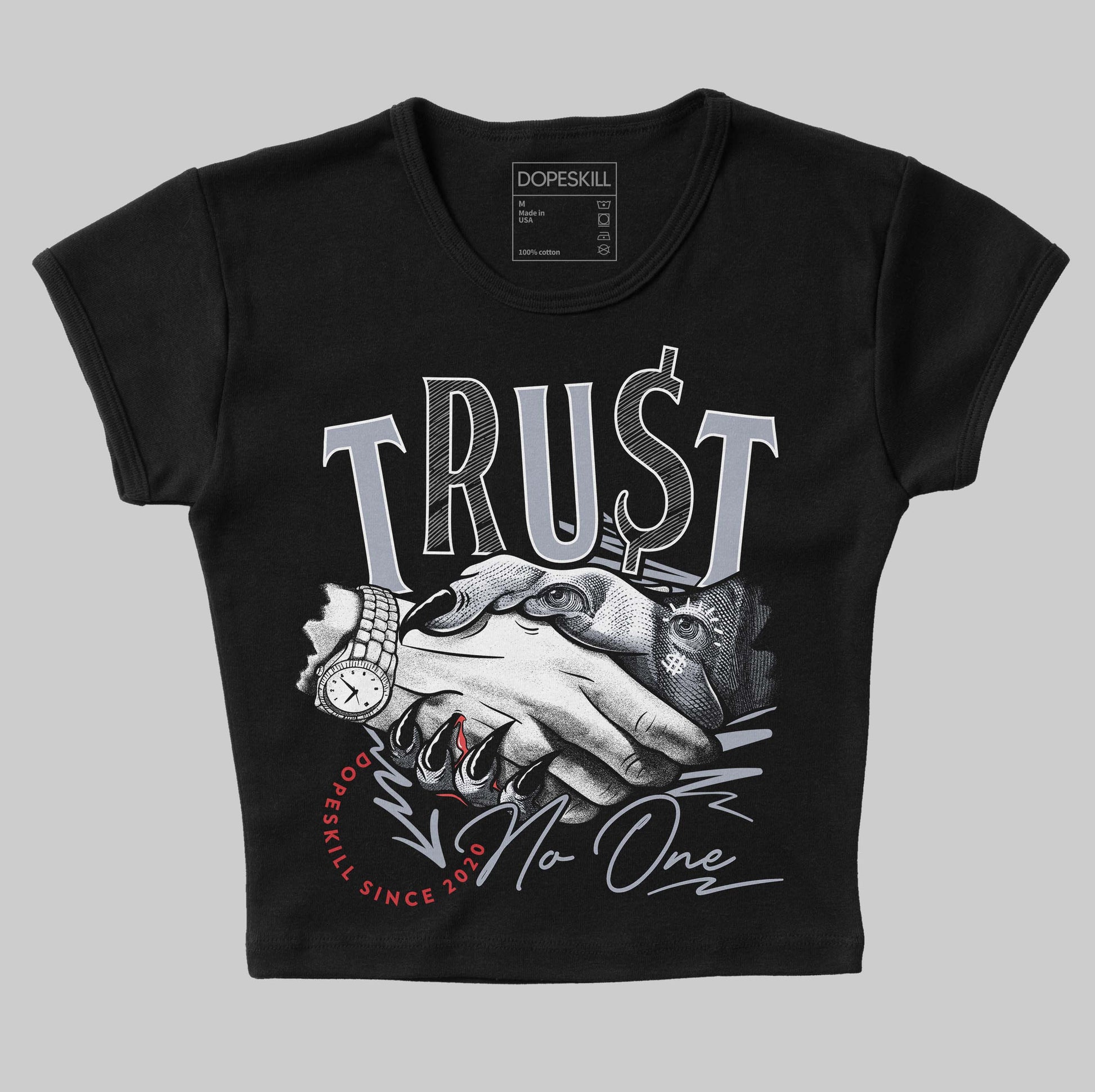 Jordan 4 “Bred Reimagined” DopeSkill Women's Crop Top Trust No One Graphic Streetwear - Black