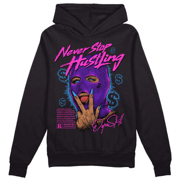 Jordan 13 Court Purple DopeSkill Hoodie Sweatshirt Never Stop Hustling Graphic Streetwear - Black