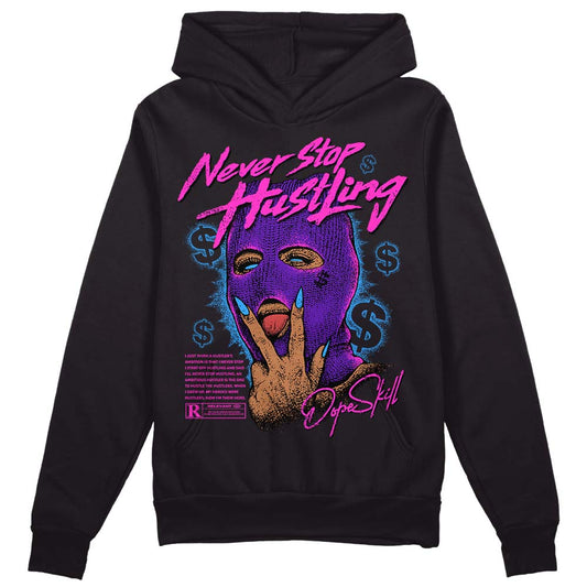 Jordan 13 Court Purple DopeSkill Hoodie Sweatshirt Never Stop Hustling Graphic Streetwear - Black