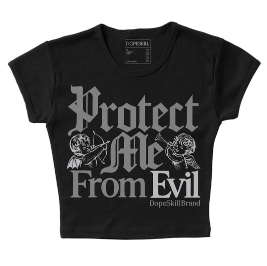 Grey Sneakers DopeSkill Women's Crop Top Protect Me From Evil Graphic Streetwear - Black