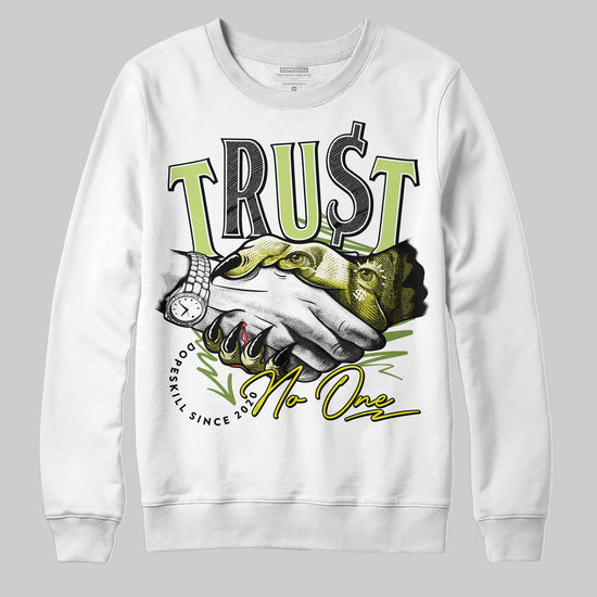 Jordan 13 Retro Bright Cactus DopeSkill Sweatshirt Trust No One Graphic Streetwear - White